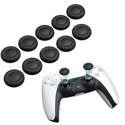 NEWDERY Joystick Replacement Grip Caps for PS5/PS4 Controller | Silicone Thumb Grip Cap Replacement Set, Anti-Slip Design, Compatible with PS5/PS4 Controller, Black, 10-Pack