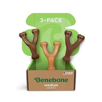 Benebone 3-Pack Wishbone Dog Chew Toy for Aggressive Chewers, Medium