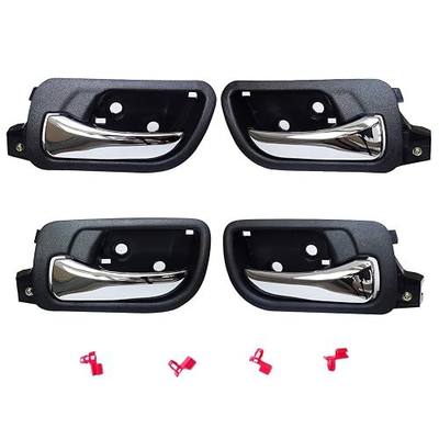 Set of 4 Interior Door Handles Fit for 2003-2007 Honda Accord Sedan, Front and Rear Driver & Passenger Side Replaces 79542, 72120SDAA02ZC, HO1353132, Black Bezel with Chrome Lever