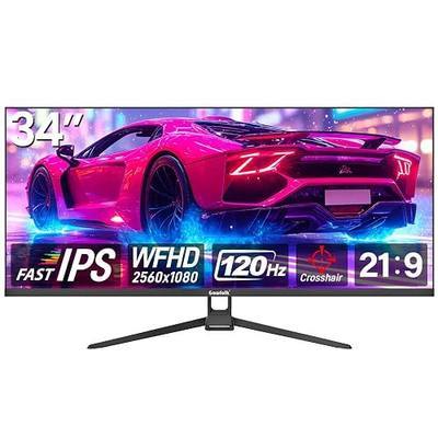 Gawfolk Gaming Monitor 34 inch IPS 120Hz, Ultrawide PC Screen 2560×1080P Ultra-Thin Zero Frame Computer Display Flat Monitor for Home Office Business, DP, HDMI, Wall-Mounted, Black