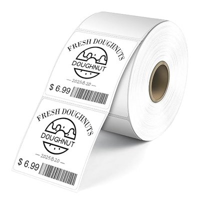 L LIKED 2" x 2" Direct Square Thermal Labels, Perforated QR Code and Barcode Stickers & Compatible with Rollo, Zebra and Other Desktop Printers (1 Roll, 750 Labels)