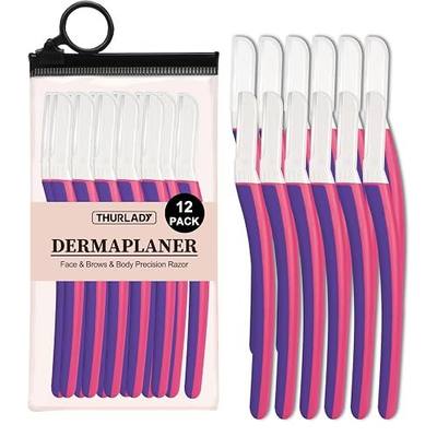 Dermaplane Razor for Women, Facial & Eyebrow Razor, 12 Count | Peach Fuzz Remover & Facial Hair Removal Tool, Exfoliating Face Razor for Smooth Skin, Convenient Travel Design, Fuchsia