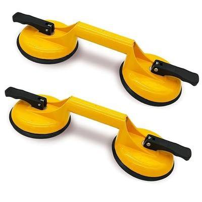 Glass Suction Cups Heavy Duty for Tile Glass Lifting 2 Pack YLW | Aluminum Rubber Vacuum Suction Lifter, 220 LBS Max Floor Gap Fixer Dent Puller Tool for Tile Mirror Window Granite Laminate