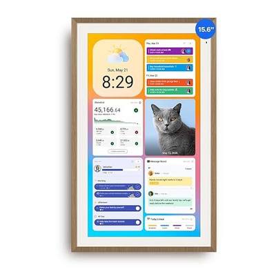 Apolosign 15.6-inch Digital Calendar, Smart Wall Planner with Calendar Sync, Chore Chart, Meal, Install Apps & Widget, Electronic Touchscreen Display for Family Schedules, Dual Mode, with Stand (Teak)
