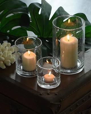 Glass Candle Holders Set, 3 Sizes 8" 5" 3.5" Height | Hurricane Vase Centerpieces, Clear Seeded Bubbles Cylinder For Pillar Votive Flower