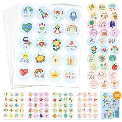 Decorably 1,000 Christian Stickers for Kids Bulk | Christian Stickers for Kids, 50 Sheets for Sunday School, VBS, Reward Charts & Classroom