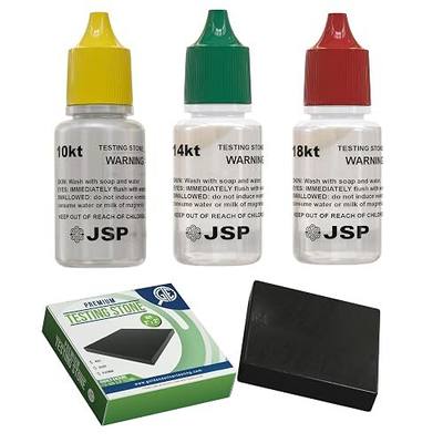 Gemtone Gold Testing Kit 10K 14K 18K Jewelry Test Solutions with Stone & Bamboo Storage Box Detects Real Gold & Precious Metals