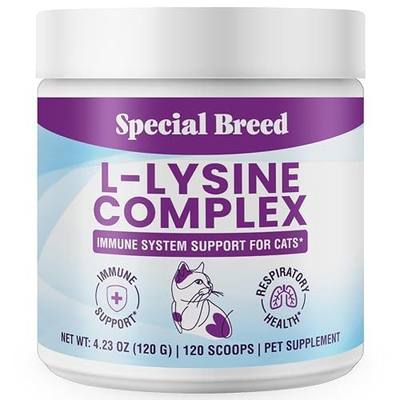 L-Lysine for Cats and Kittens – Immune, Respiratory and Eye Support – Cat Sneezing and Runny Nose Relief – Lysine Powder with Prebiotics, Krill, Bone Broth and DMG – 120 Servings