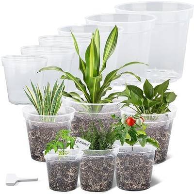 GREANER 6/7/8/9/10/12 Inch Durable Nursery Pots, 15PCS Plastic Pots for Plants, Clear Planters for Indoor Outdoor Plants