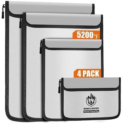Andyer 4 Pack Fireproof Document Bags (5200℉), Waterproof Document Holder | Multi-Size Fire Proof Bag for Documents with Reflective Strip, Fireproof Money Bag for Cash, Important Papers, Legal/A4 Size