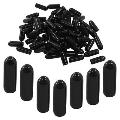 BokWin Rubber End Caps, 4mm ID, 100 Pack, Black | Vinyl Flexible, Screw Thread Protectors, For Metal Tubing Rod Bolt, Thread Protection, Tube Cover & Bolt Tip Safety