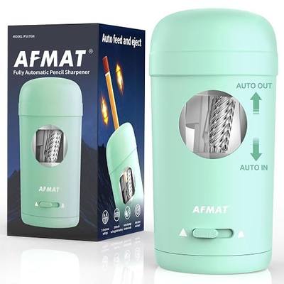 AFMAT Electric Pencil Sharpener, Fully Automatic Pencil Sharpener for 7-8mm Pencils & Colored Pencils, Auto in & Out, Rechargeable Vertical Hands-Free Sharpeners for Classroom/Home/Office PSX7(Green)