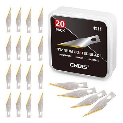 EHDIS Precision Craft Hobby Knife Blades # 11 Titanium Coated Blade Refill Hobby Art Blades Cutting Tool with Storage Case for Craft, Hobby, Scrapbooking, Stencil-20 Pack (Pack of 20)