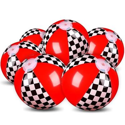 Hollowfly 12 Pack Black and White Checkered Flag Themed Beach Ball for Kids 7.87" Bulk for Summer Pool and Beach Game Gifts Race Car Birthday Party Supplies and End of The Year Class Decorations Favor