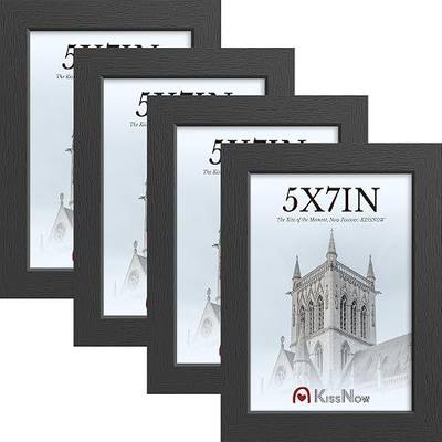 5x7 Picture Frame 4 Pack, Black Wood 7x5 Frame, Tempered Glass, Vertical or Horizontal Tabletop Display for Photos & Art Prints