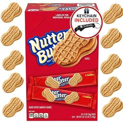Eli&Val Snack Bundle: Nutter Butter Cookies Peanut Butter 24 Pack | Authentic Nutter Butter Peanut Butter Sandwich Cookies in individual snack packs, 24 ct, perfect for lunchbox, school, office