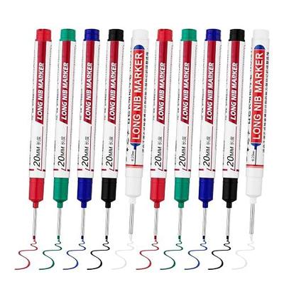 10 PCS Long Head Deep Hole Marker Pens,20mm Long Nib Marker, Longs Nose Markers, Waterproof Construction Markers Marking Tool,Permanent Markers Carpenter Ink marker Pens,Metal marking Pens