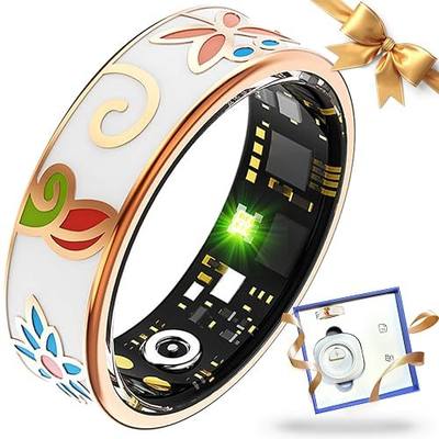 Smart Ring Health Tracker Blood Pressure Heart Rate SpO2 No Fee | Ultra-light 3g Design, 24/7 Sleep Fitness tracking, 5-day battery, 5ATM titanium steel, iOS & Android, Enamel #10