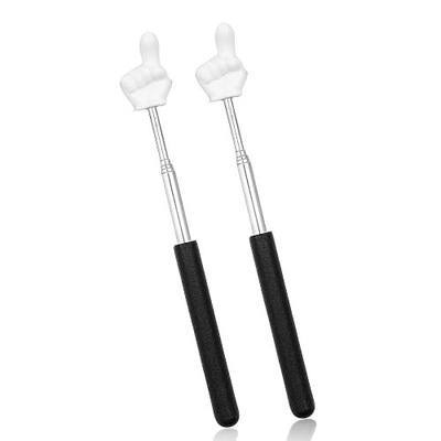 2Pcs Telescopic Teachers Pointer, Mini Pointer Finger Stick for Classroom, Retractable Hand Pointer for School Presentations (Black)