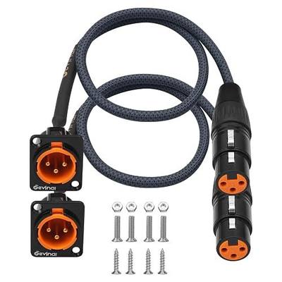 XLR Pass Through Cable, XLR Male Panel Mount to Female Connector Adapter, Mic Feed/Pass Thru Converter for Stage Box, Patch Panel, Floor Box (Male D-Type Female 2-Pack 2FT)