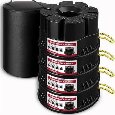Trailer Jack Block 6’’H with Bag, Heavy Duty RV Stabilizer Blocks & Camper Leveling Blocks for Travel Trailer, Fits Any Tongue Jack, Post, Foot, 5th Wheel, Round, Square or Scissor Stabilizer
