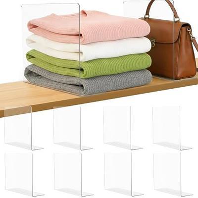Clear Acrylic Shelf Dividers Closet Organizers for Organization Enthusiasts | 10" Tall Closet Shelf Dividers for Clothes Purse Towel - Sturdy Shelf Separators for Bedroom Kitchen Office Space Saver