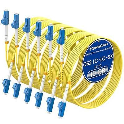 SpeedyCables- OS2 Simplex LC to LC Fiber Patch Cable 2M 6-Pack | 1G/10Gb, 9/125um, SMF Single Mode Fiber Jumper, LSZH(Yellow)