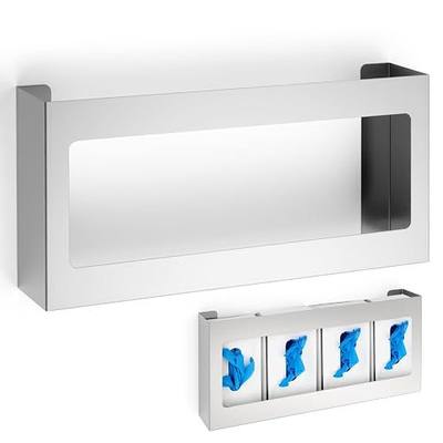 Blulu 1 Pack Glove Box Holder/Dispenser Stainless Steel Quad Wall Mounted Glove Box Organizer,10"H x 21"W x 3 3/4"D