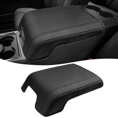Center Console Armrest Cover for 2011-2016 Ford F250 F350 F450 Super Duty Accessories, Vinyl Leather Middle Armrest Cusion Protector, Anti-Scratch, Bucket Seat Only, Black