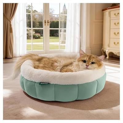 BALANCE Cat Beds for Indoor Cats, Washable Round Cat Bed, Cute Kitten Bed with Anti-Slip Bottom for Kitty and Puppy, 18 Inches, Granite Green
