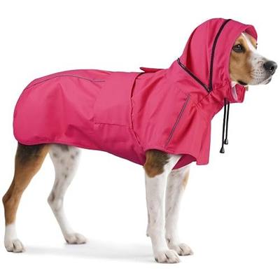 Dog Raincoat, Waterproof Dog Rain Jacket with Hood Pink XL | Rain Coat For Medium Dogs, Doggy Poncho With Leash Hole, Reflective Strips, For Rainy Snowy Weather Walks, Hiking, Camping