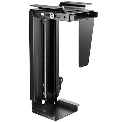 PEGZONE Under Desk PC Mount Adjustable 3.5-8" Computer Tower Holder | CPU Mount Under Desk with Locking Handle, 360 Degree Swivel,Adjustable Height and Width,Black