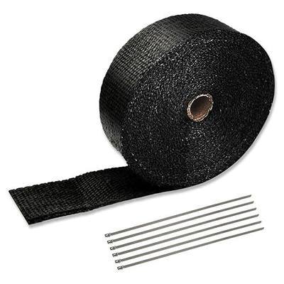 Black 2" x 50' Exhaust Header Heat Wrap Roll with 10PCS Stainless Steel Locking Ties for Motorcycle Cars Heat Shield