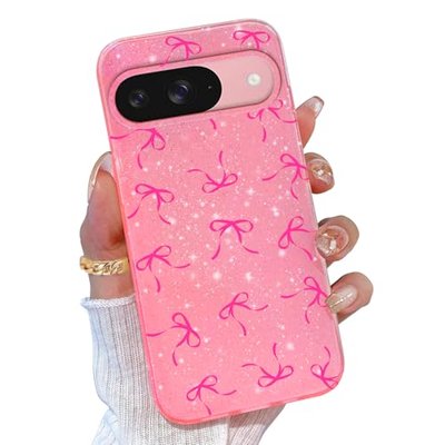 TURYXIA for Google Pixel 10 Pro Case and Pixel 10 Case Glitter, Hot Pink Bling Sparkly Cute Phone Case for Women Girls Girly Soft Cover for Google Pixel 10/10 Pro 6.3 inch, Black Leopard