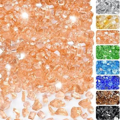 10 Pounds Fire Glass 1/4 Inch High Reflective Tempered Firepit Glass Rocks for Fireplace, Fire Pit Table, Fire Bowl and Landscaping (Champagne)