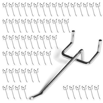 JEAWIWI 60 Pack Metal Pegboard Hooks, 4 Inch, Fit 1/4 & 1/8 in Peg Board | Peg Board Organizer Accessories, for Hanging Tool Storage in Garages, Tool Sheds, Basements, and Home Workshops.