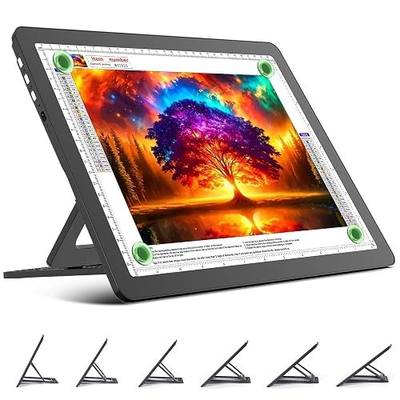 TOHETO Rechargeable A4 Light Board with Stand, Super Bright Magnetic Light Pad with Side Buttons, Wireless Light Box for Tracing and Drawing, Cordless LED Light Table for Diamond Painting, Sketching