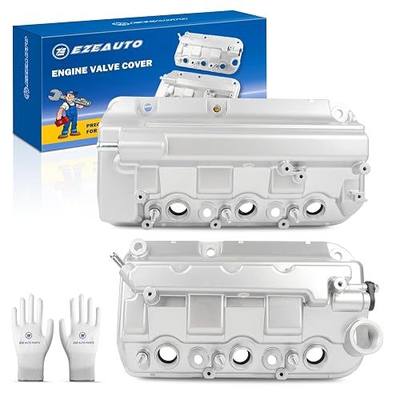 Ezexpreze 2 Pcs Aluminum Front & Rear Engine Valve Cover Compatible with Honda Accord Odyssey Crosstour Pilot Ridgeline 2008-2017, Acura TL RDX 2012-2015, 3.5L V6, OE # 12310R70A00, 12320R70A00