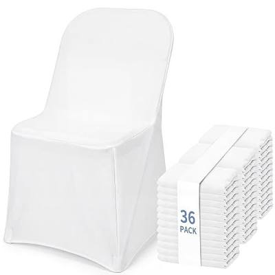 Fixwal 36 Pcs White Folding Chair Covers Spandex Stretch Slipcover | Spandex Fabric, Stretch Fitted, Washable And Reusable, Ideal For Wedding, Banquet And Business Meeting
