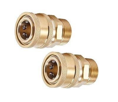 Brass Pressure Washer Quick Connect Coupler Adapter (1) (M22 to 1/4 2Pack)
