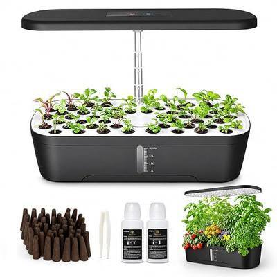 52 Pods Smart Hydroponics Growing System Indoor Herb Garden with Auto Timer | 24W Full-Spectrum Grow Light, 4L Water Tank, Quiet Pump, Height Adjustable, Great for Herbs Veggies in Kitchen & Office