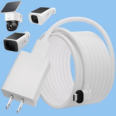 30FT Power Extension Cable for eufy SoloCam S220/SoloCam S340/eufyCam S300 (eufyCam 3C)/eufyCam S3 Pro and SoloCam E30,Weather Resistant Type C Cable Continuously Charging Your Security Cameras