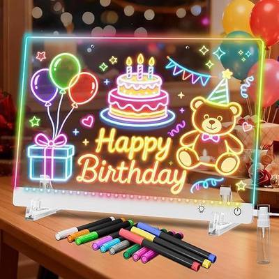 Lumi LED Drawing Board for Kids with 12 Markers, 13.7"x10" LED Note Board with Colors, 4 Modes & 7 Colors Acrylic Dry Erase Board with Light for Home, Office, Christmas and Birthday Gifts(White)