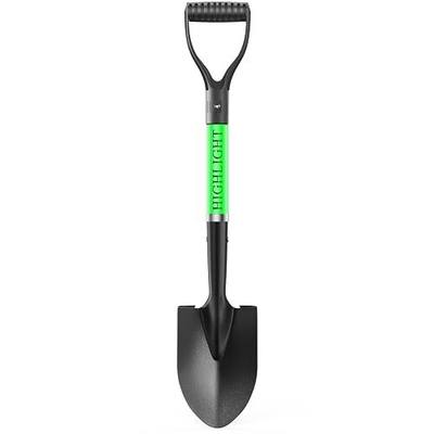 HIGHLIGHT Kids Shovel for Digging, 28-Inch Small Round Point Shovel with Metal Blade and Fiberglass Handle, Mini D-Grip for Gardening, Beach, Camping & Snow, Green
