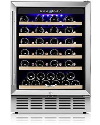 ORYMUSE 24 Inch Wine Fridge, 54 Bottle Wine Cooler Refrigerator with Stainless Steel Glass Door, LED Display, Upgraded Compressor, Built-In or Freestanding for Home Bar Kitchen