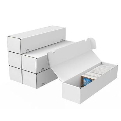 Trading Card Storage Box, 6-Pack 1100 Count White Corrugated Cardboard Bulk Sports Storage Box for TCG/Magic/Mtg Basketball Cards, Collectible Trading Cards