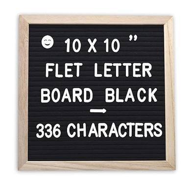 Felt Letter Board with 336 Letters Numbers & Symbols, First Day of School Board, 10x10 Inches, Changeable Message Board with Wooden Frame Wall Mount Hook (Black)