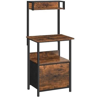MAHANCRIS Printer Table with Storage, Home Printer Stand with File Cabinet, Fits A4/Letter Size Files, Printer Cabinet with Large Tabletop, Display Shelf, for Home Office, Rustic Brown PTHR3501