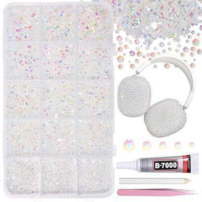 12000Pcs Clear AB Rhinestones for Bedazzling Kit, Bedazzling Resin Gems | 2/3/4/5/6mm Gems Bedazzling for Crafting, Flatback Rhinestones for Craft DIY Face Makeup Crafts Tumblers