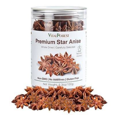 Premium Star Anise Whole – 5.3 oz (150 g) Anis Estrellado Entero, Dried Star Anise Pods, Anise Star Whole Spices, Star of Anise for Cooking, Baking, Tea & Broth, Non-GMO, No Additives